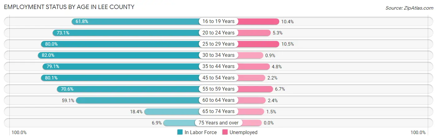 Employment Status by Age in Lee County