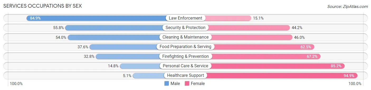 Services Occupations by Sex in Mahaska County