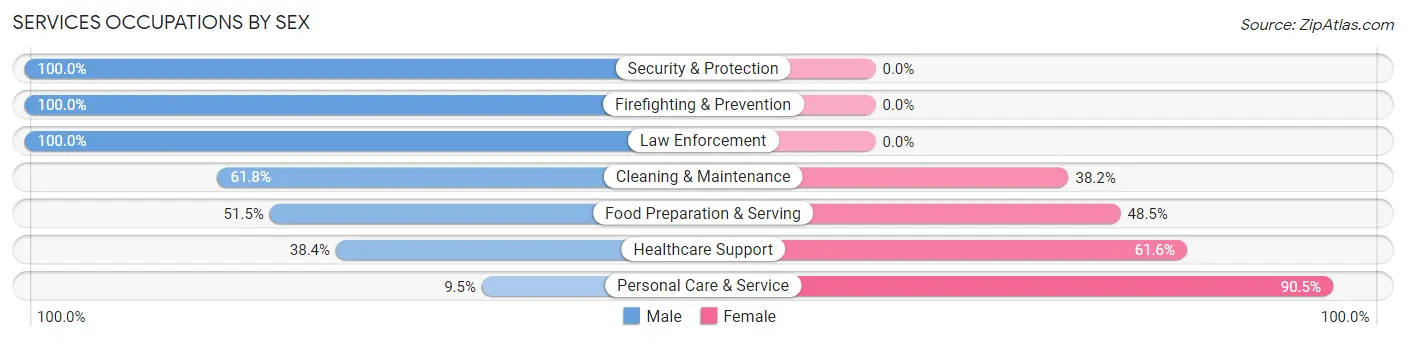 Services Occupations by Sex in Mills County