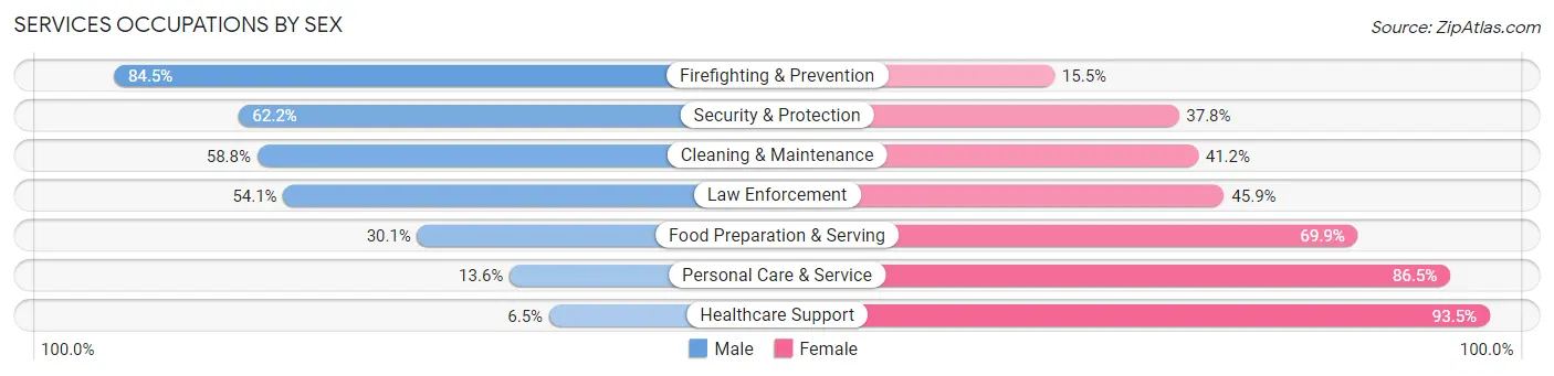 Services Occupations by Sex in Plymouth County