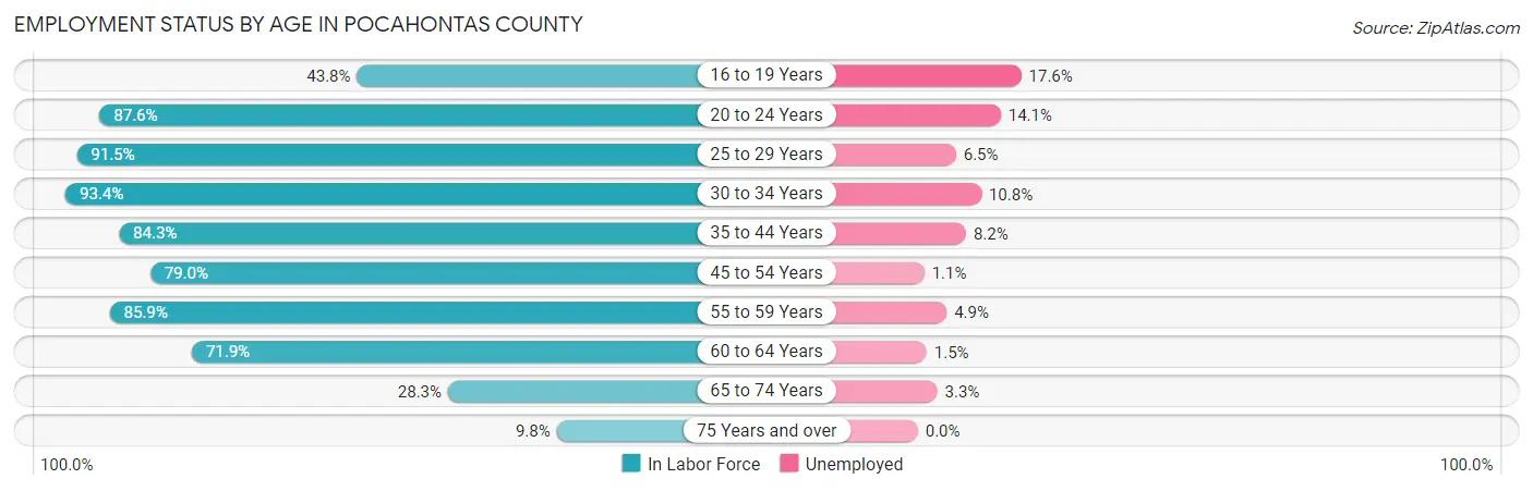 Employment Status by Age in Pocahontas County