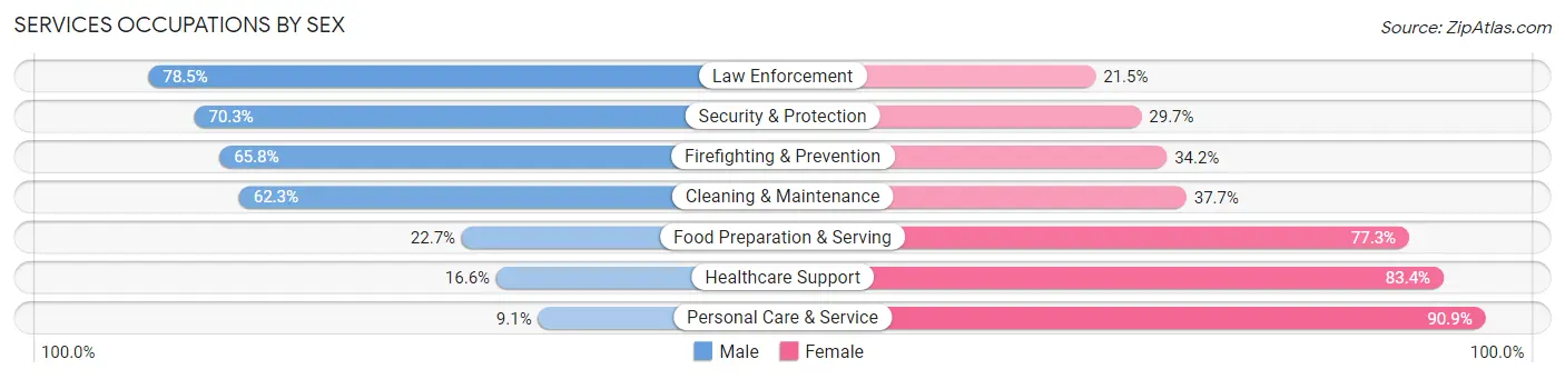 Services Occupations by Sex in Tama County