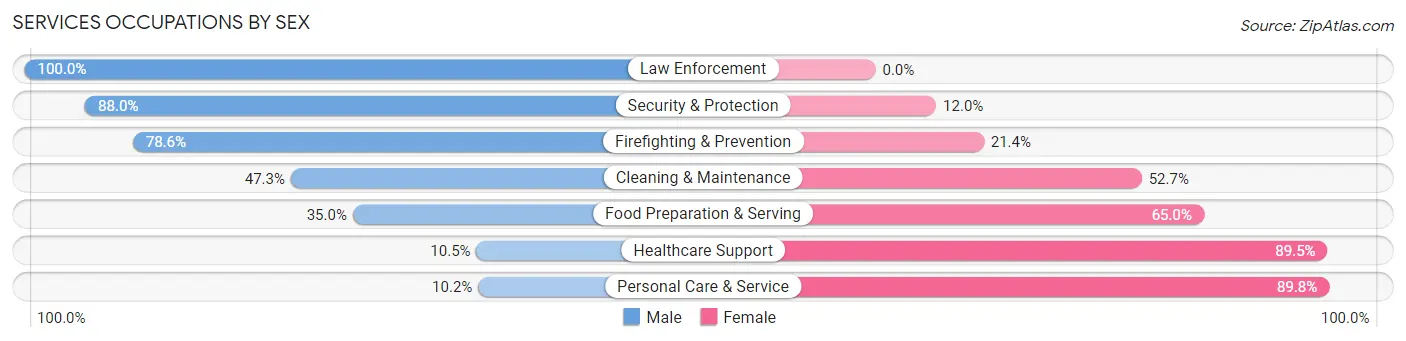 Services Occupations by Sex in Worth County