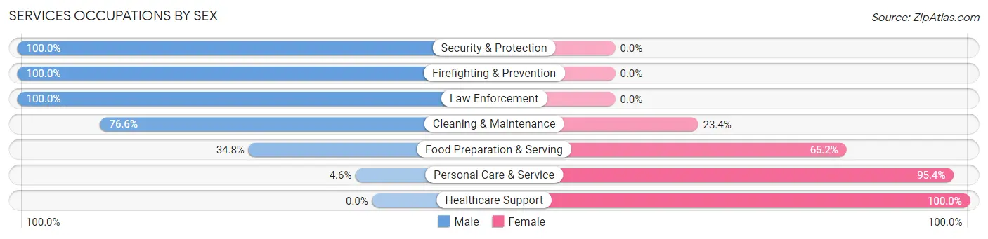 Services Occupations by Sex in Benton County