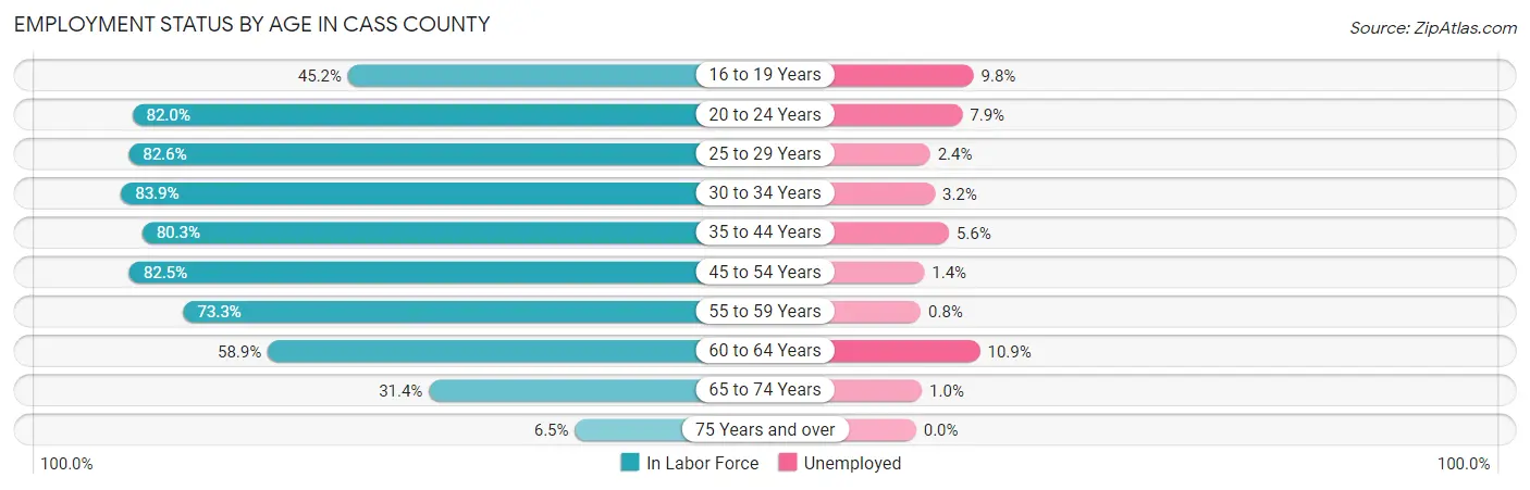 Employment Status by Age in Cass County