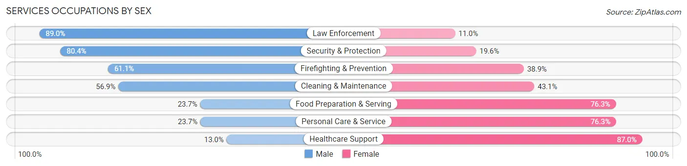 Services Occupations by Sex in Clay County