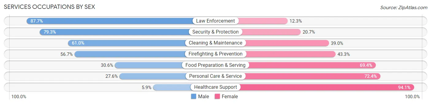 Services Occupations by Sex in DeKalb County