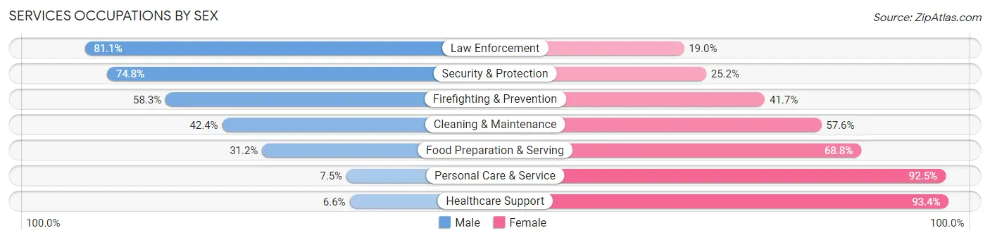 Services Occupations by Sex in Fountain County