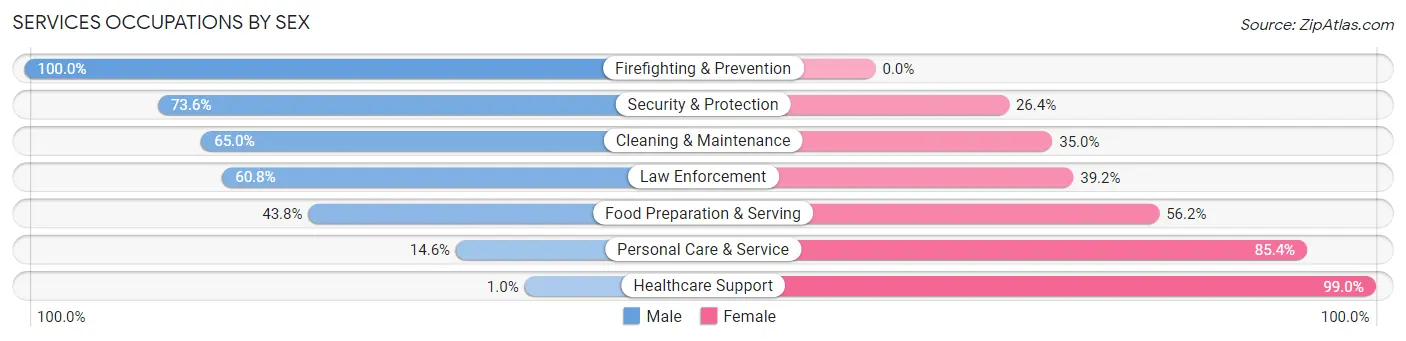 Services Occupations by Sex in Fulton County