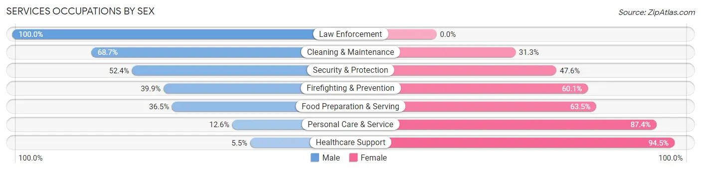 Services Occupations by Sex in Huntington County