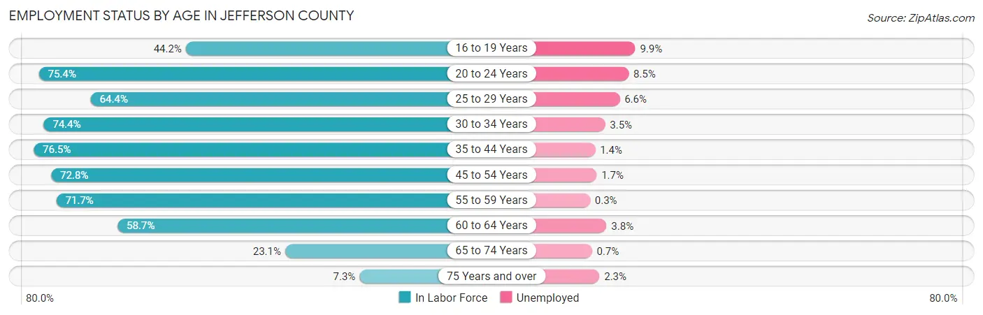 Employment Status by Age in Jefferson County