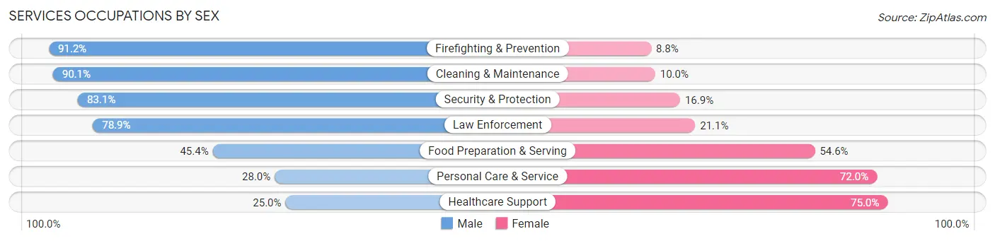 Services Occupations by Sex in Miami County