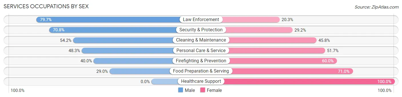 Services Occupations by Sex in Ohio County