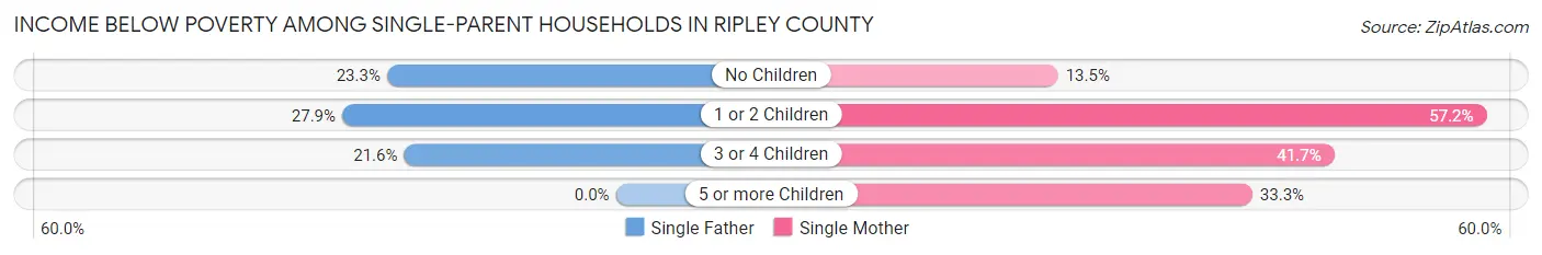 Income Below Poverty Among Single-Parent Households in Ripley County