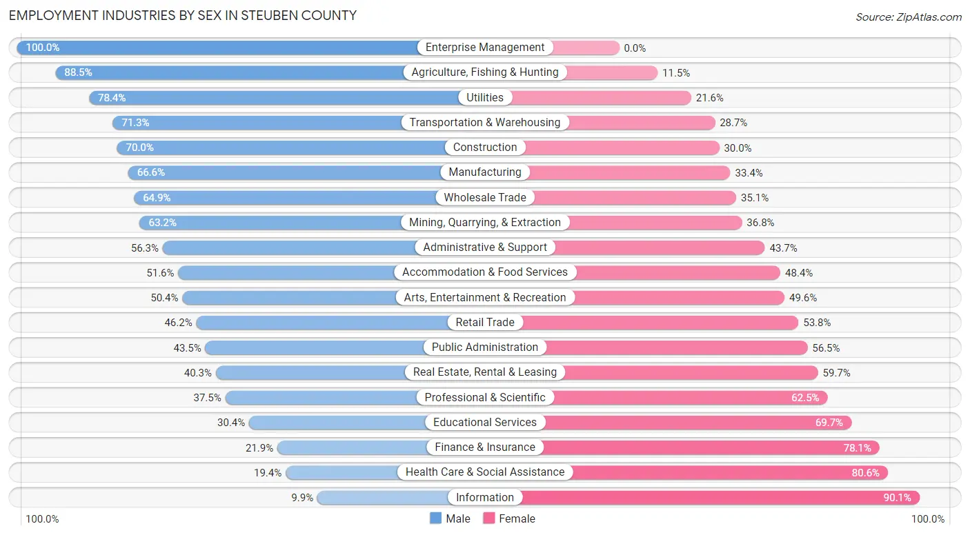 Employment Industries by Sex in Steuben County