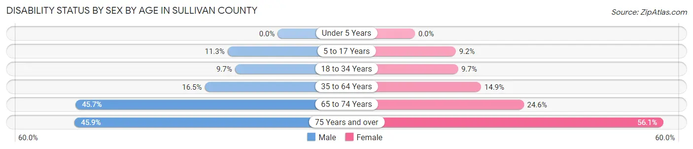 Disability Status by Sex by Age in Sullivan County