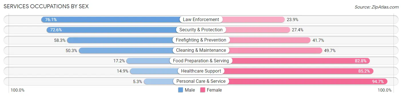 Services Occupations by Sex in Sullivan County