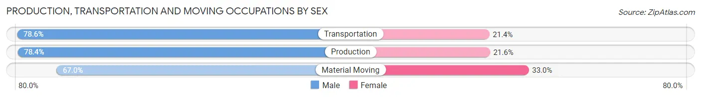 Production, Transportation and Moving Occupations by Sex in Washington County