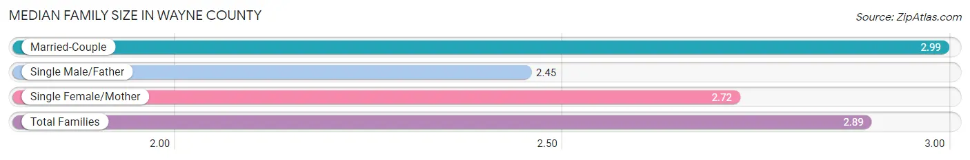 Median Family Size in Wayne County