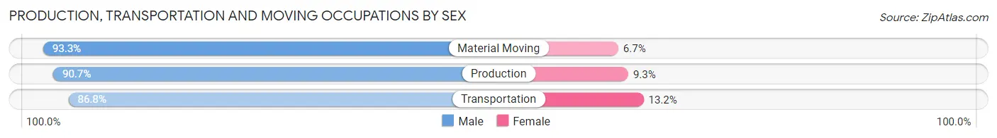 Production, Transportation and Moving Occupations by Sex in Chautauqua County
