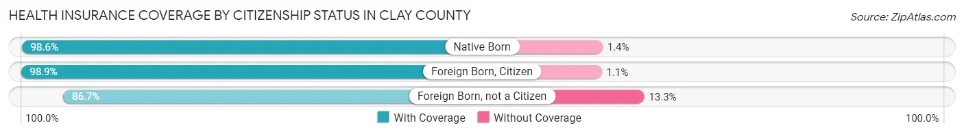 Health Insurance Coverage by Citizenship Status in Clay County