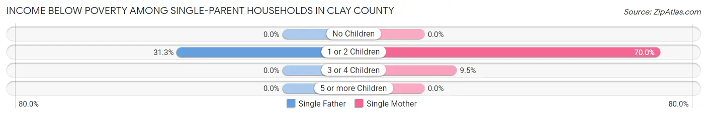 Income Below Poverty Among Single-Parent Households in Clay County