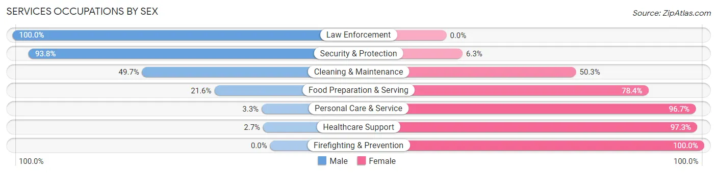 Services Occupations by Sex in Kingman County