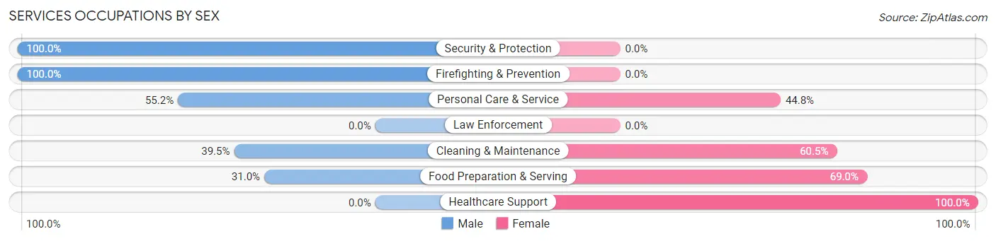 Services Occupations by Sex in Logan County