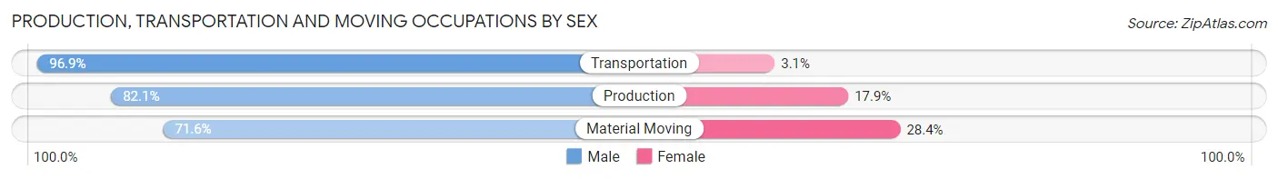 Production, Transportation and Moving Occupations by Sex in Marion County