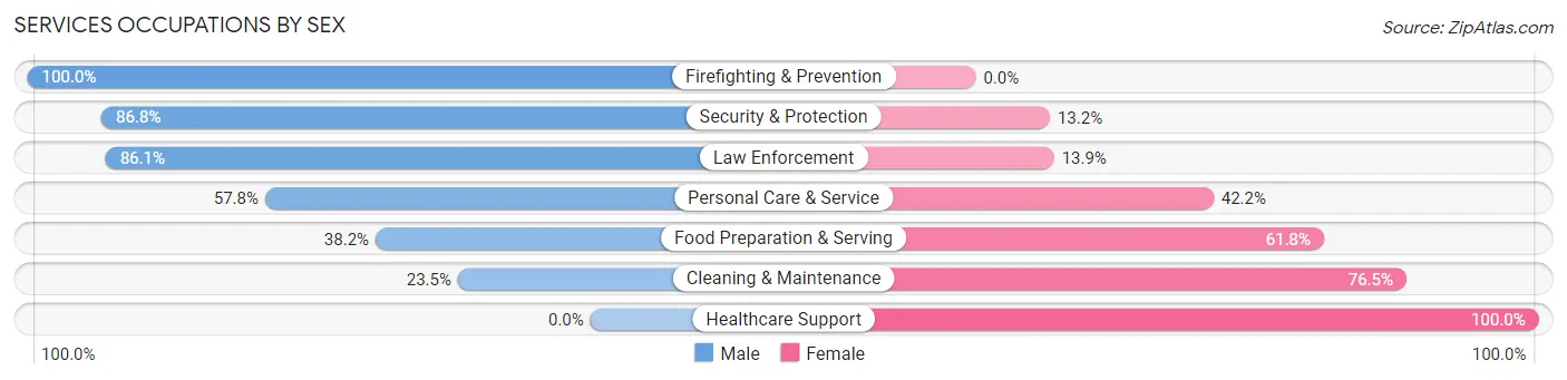 Services Occupations by Sex in Mitchell County