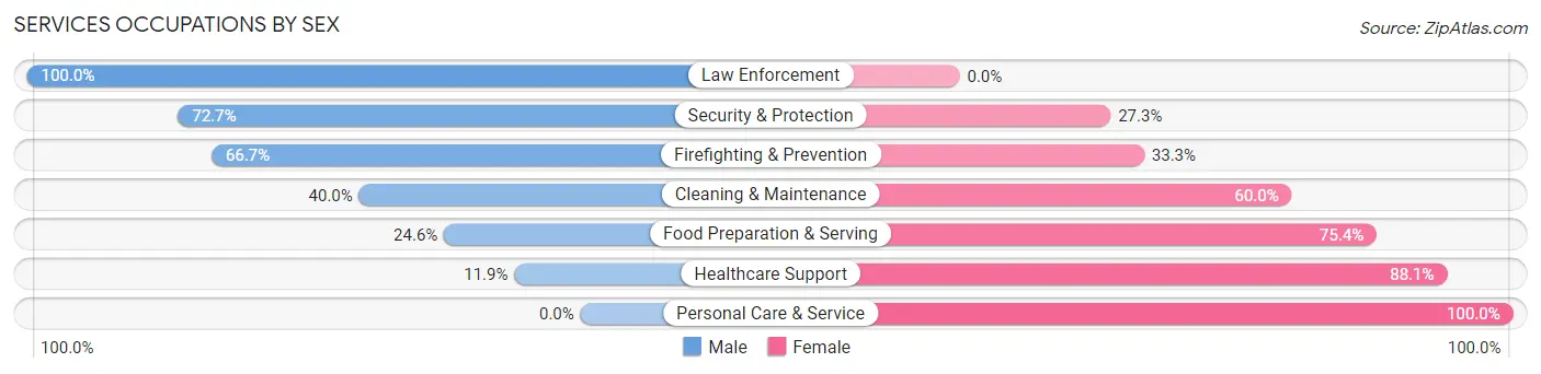 Services Occupations by Sex in Smith County