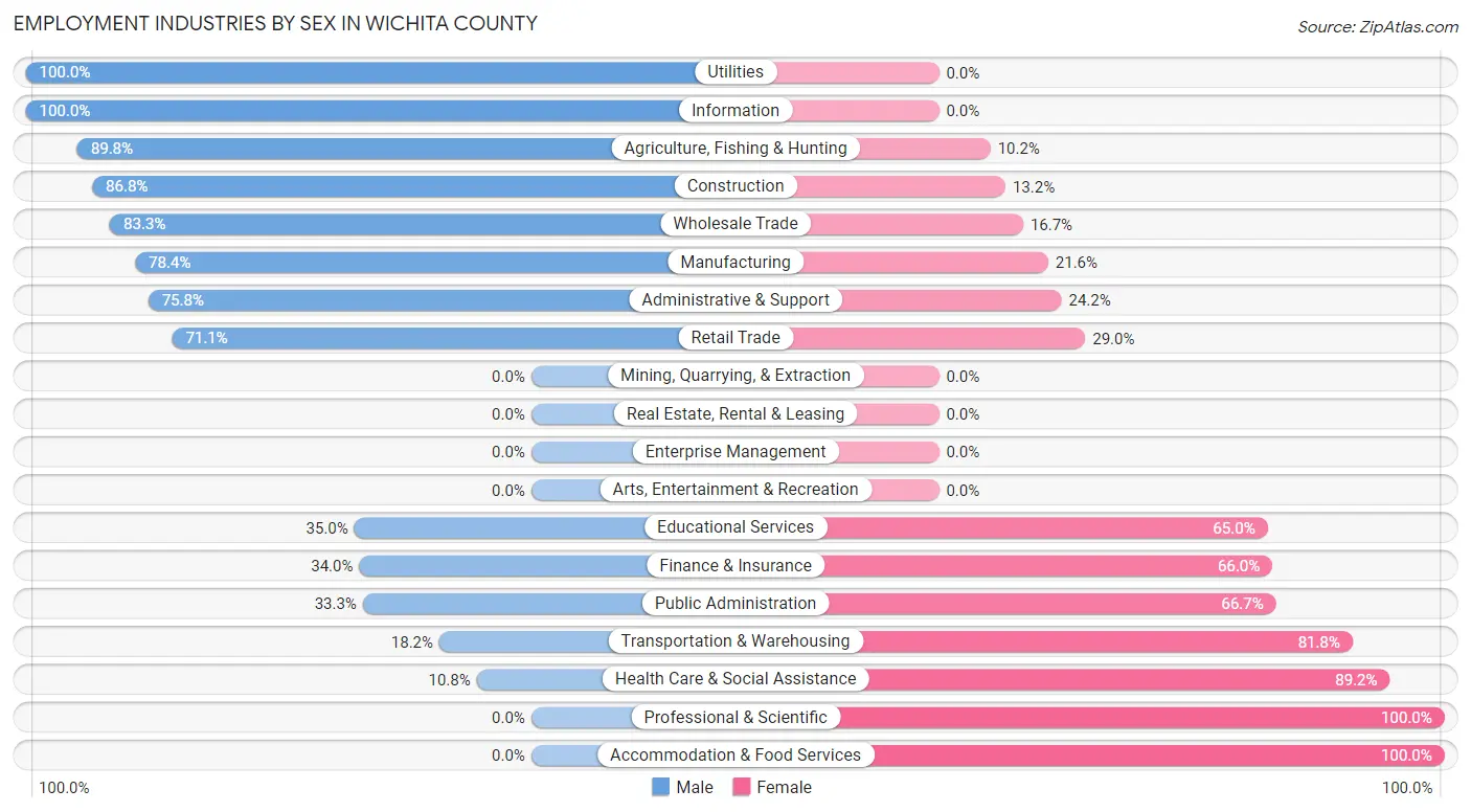 Employment Industries by Sex in Wichita County