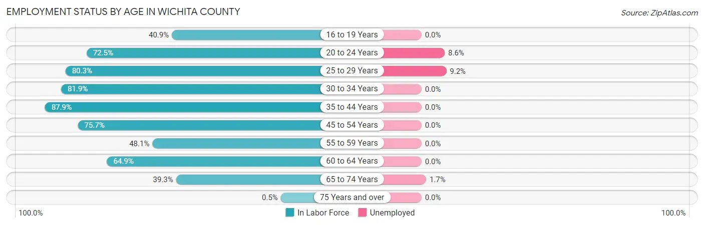 Employment Status by Age in Wichita County