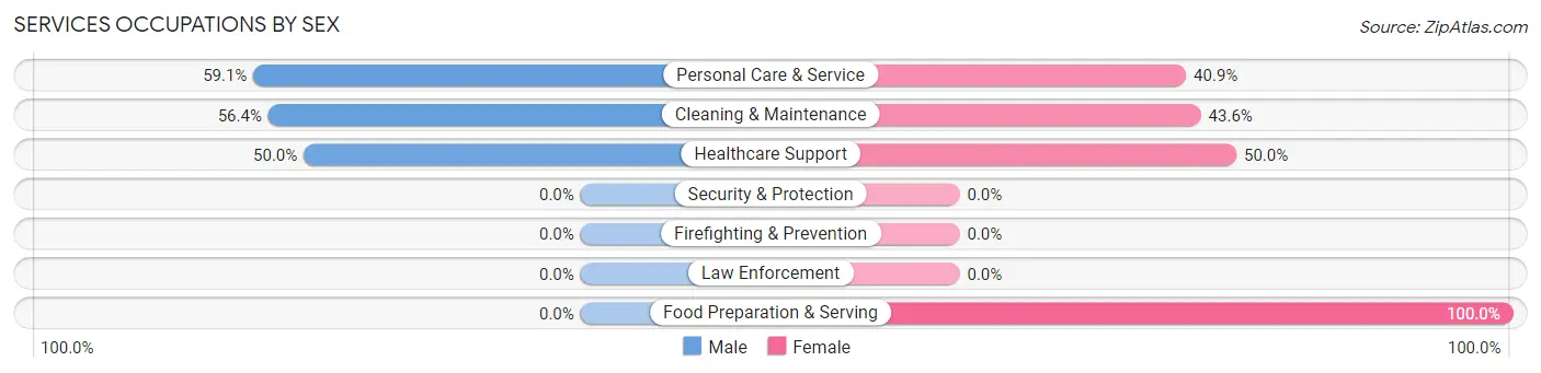 Services Occupations by Sex in Wichita County