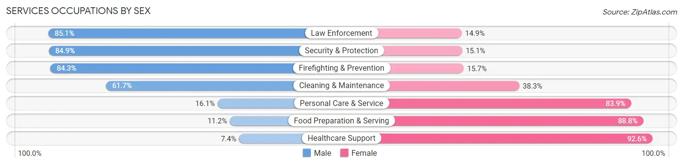Services Occupations by Sex in Piscataquis County