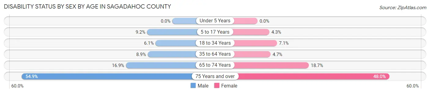 Disability Status by Sex by Age in Sagadahoc County