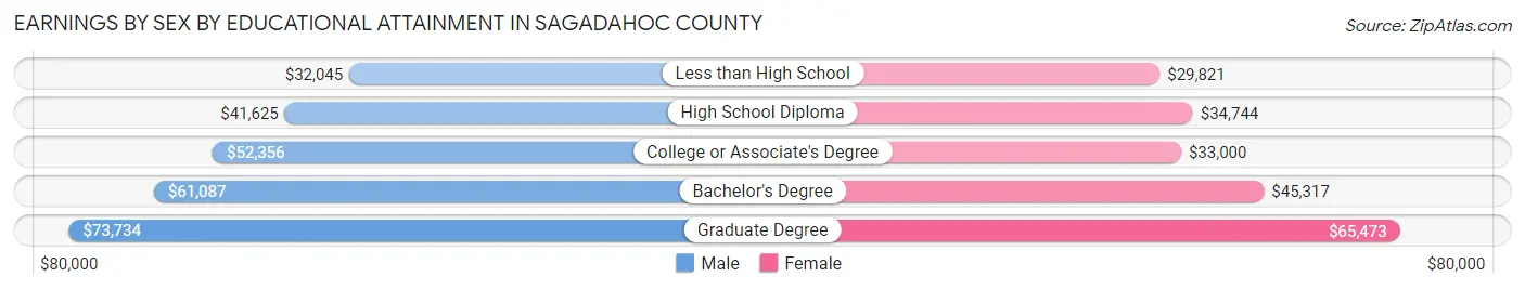 Earnings by Sex by Educational Attainment in Sagadahoc County
