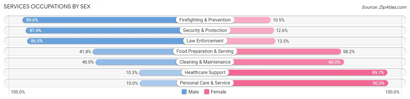 Services Occupations by Sex in Becker County