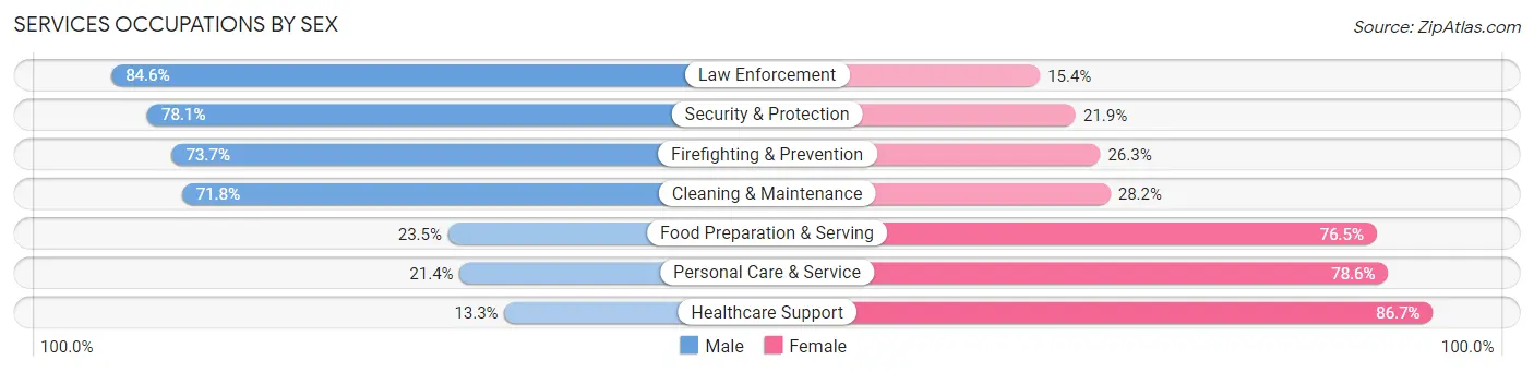 Services Occupations by Sex in Clearwater County