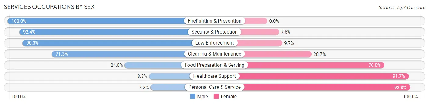 Services Occupations by Sex in Dodge County