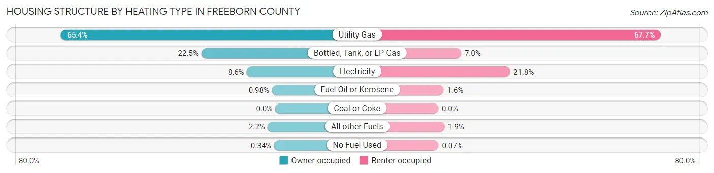 Housing Structure by Heating Type in Freeborn County