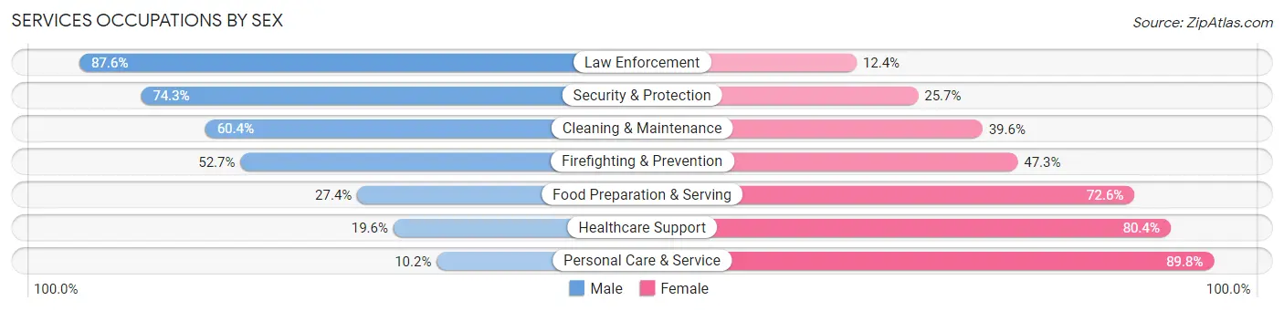 Services Occupations by Sex in Hubbard County