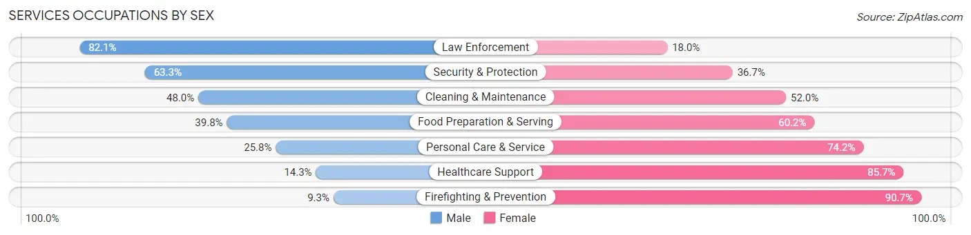 Services Occupations by Sex in Koochiching County