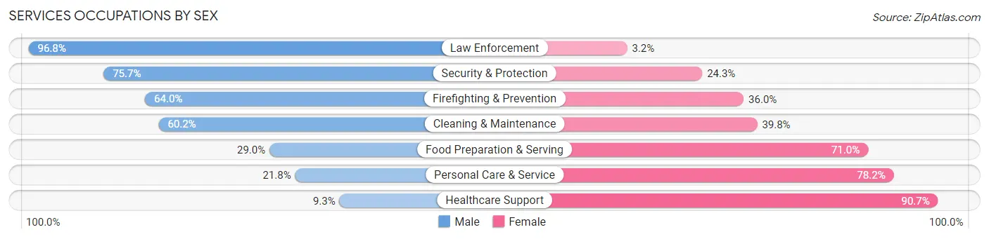 Services Occupations by Sex in Mower County