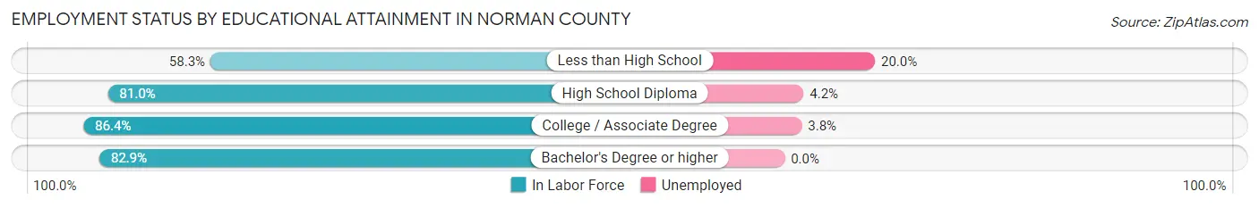Employment Status by Educational Attainment in Norman County