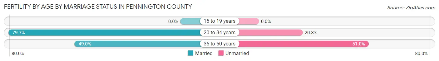 Female Fertility by Age by Marriage Status in Pennington County