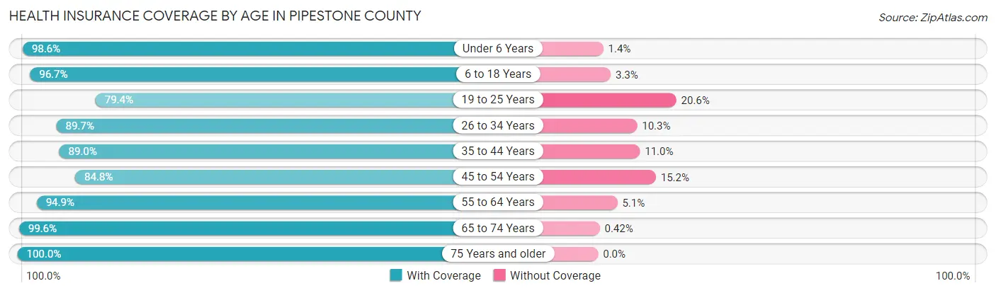 Health Insurance Coverage by Age in Pipestone County