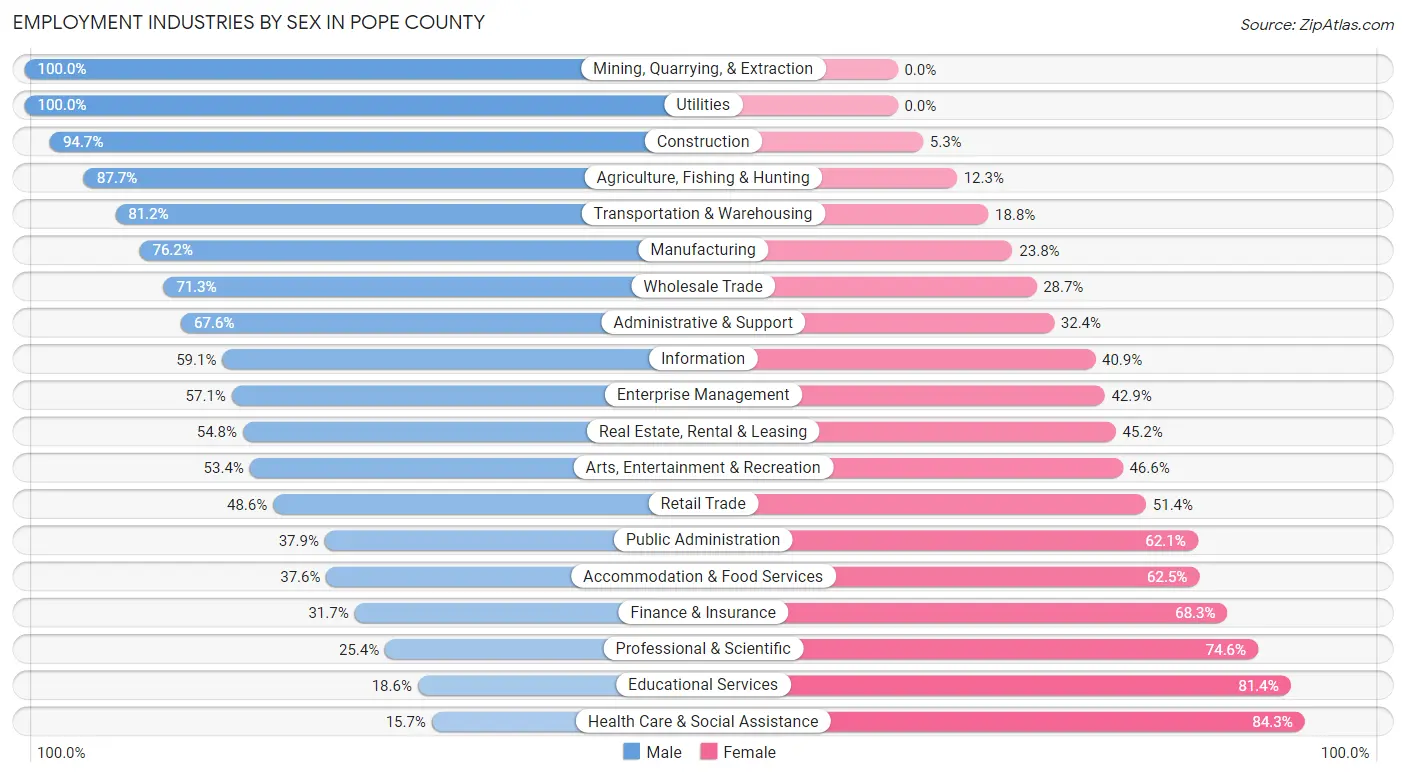 Employment Industries by Sex in Pope County