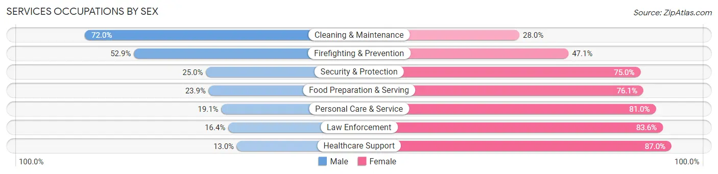 Services Occupations by Sex in Rock County