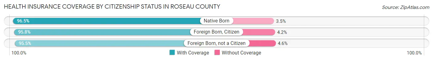 Health Insurance Coverage by Citizenship Status in Roseau County